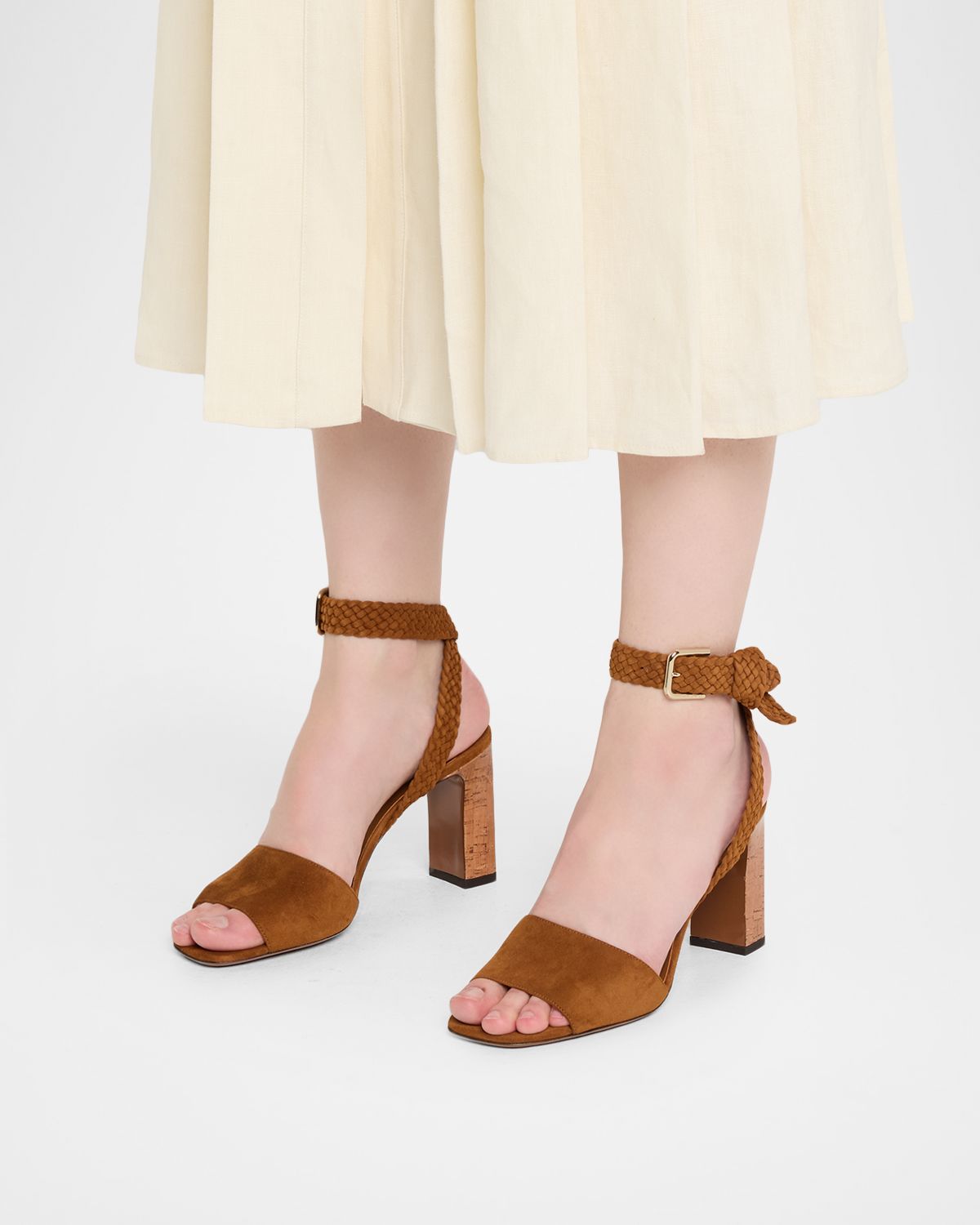 Jimmy Choo Rori 85 Suede Braided-Strap Sandals