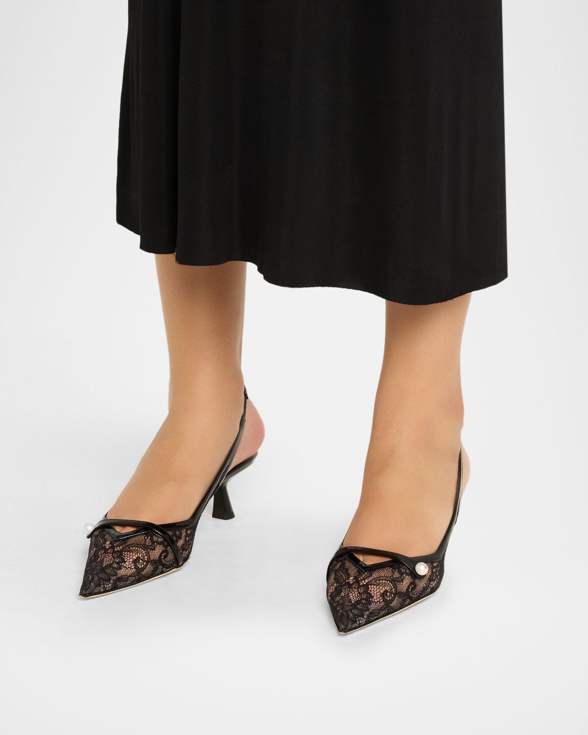 Jimmy Choo Amita 45 Lace Slingback Pumps