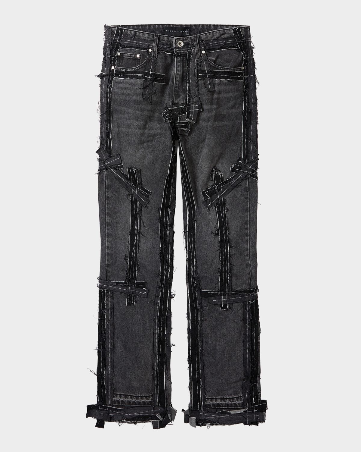 WHO DECIDES WAR Men 's Exposure Patchwork Slim-Fit Jeans