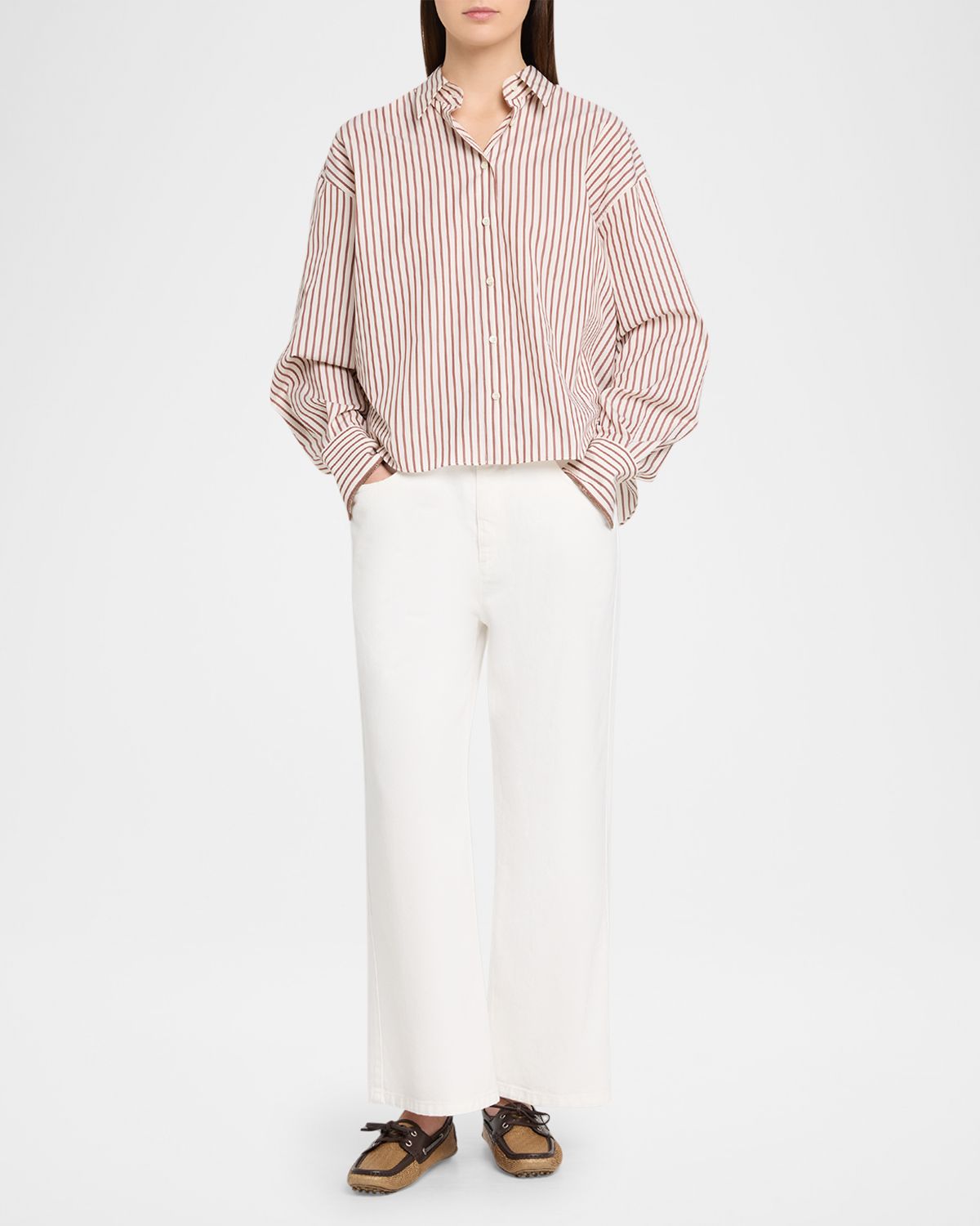 Brunello Cucinelli Striped Cotton Poplin Button-Down Shirt