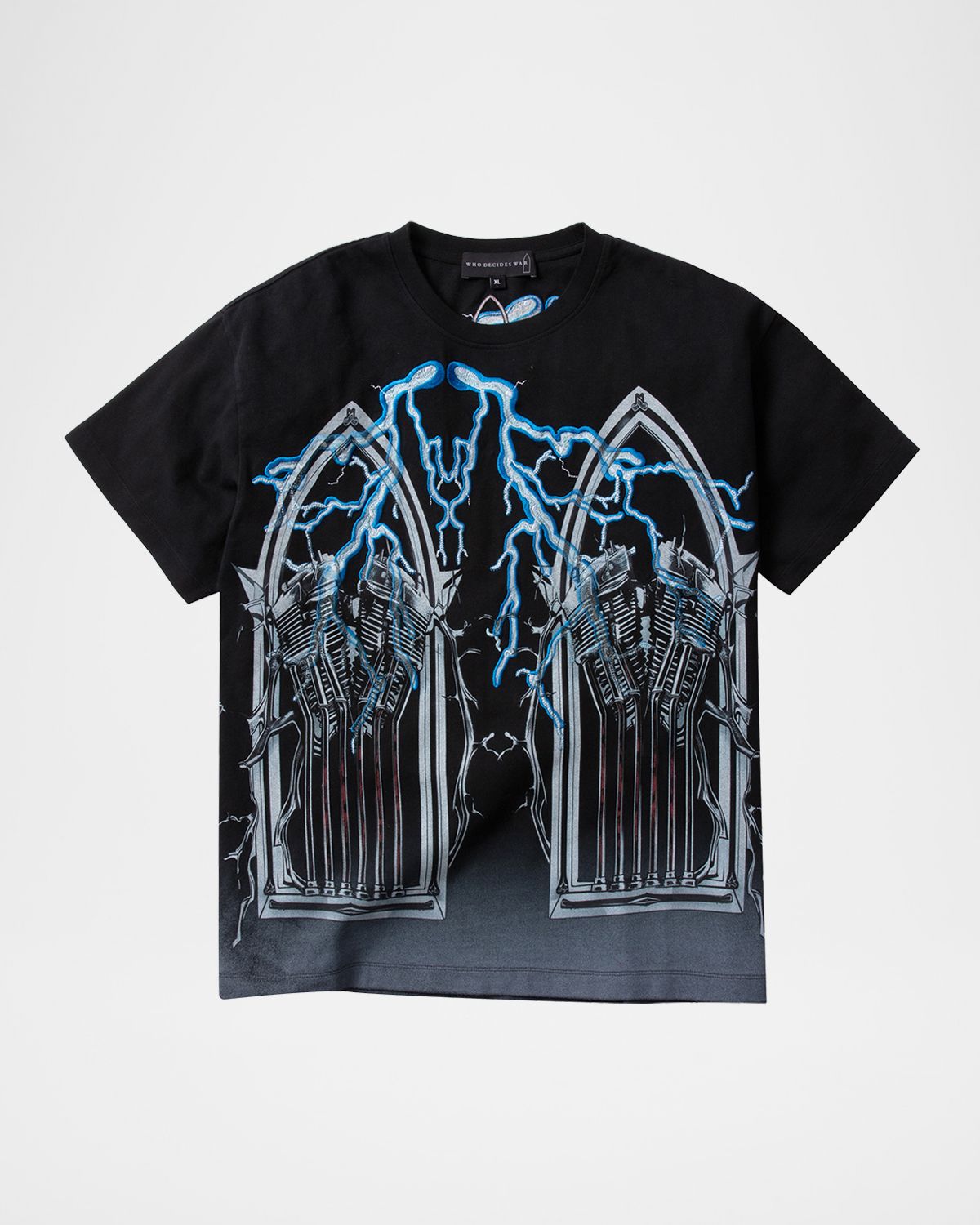 WHO DECIDES WAR Men 's Engine Jersey Graphic T-Shirt with Embroidery