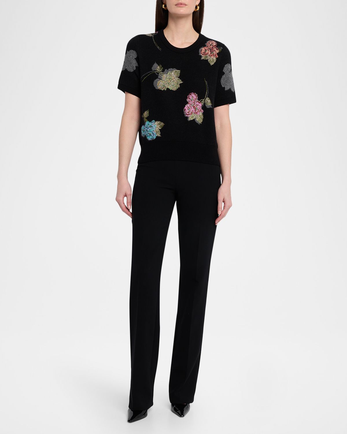 Libertine Primrose Shadows Short-Sleeve Cashmere Sweater