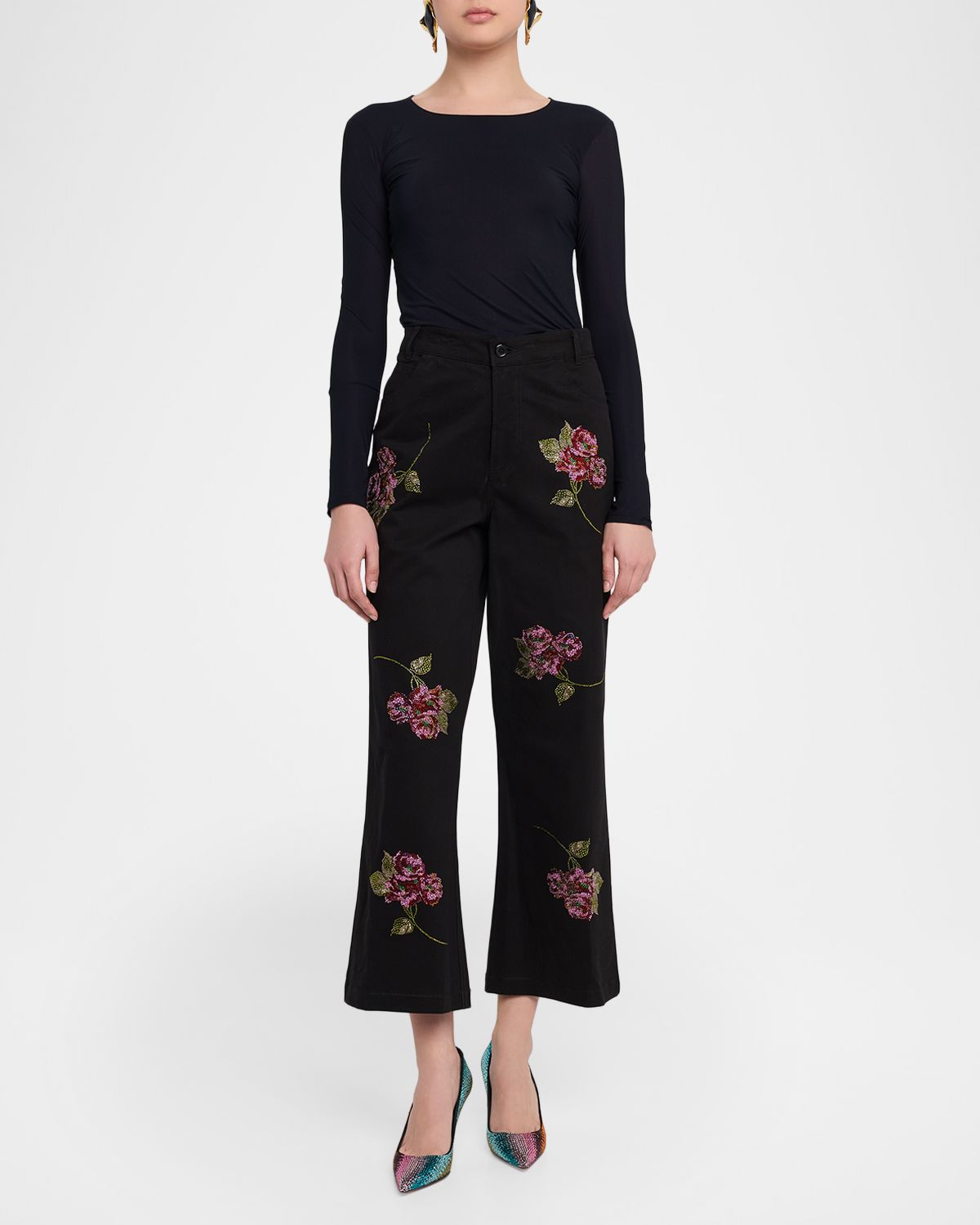 Libertine Primrose Embellished Wide-Leg Crop Pants