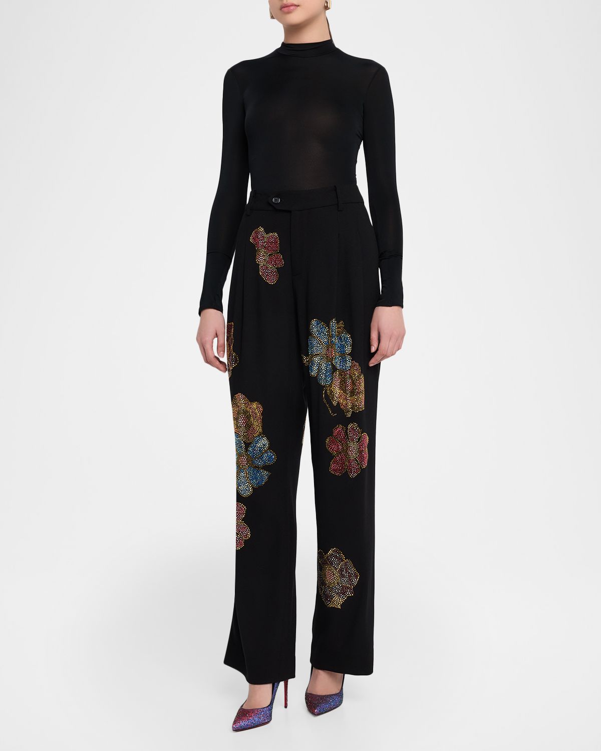 Libertine Fleur D 'Or Embellished Baggy Wide-Leg Trousers