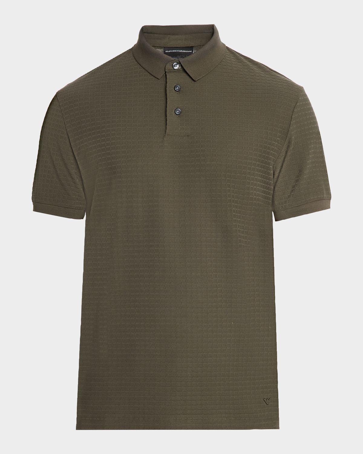 Emporio Armani Men 's Grid Check Jacquard Jersey Polo Shirt