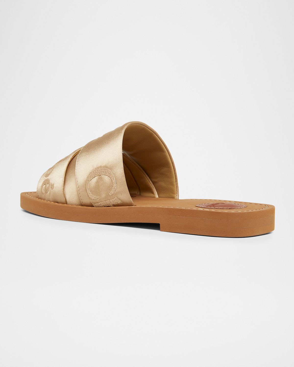Chloe Woody Satin Flat Logo Ribbon Slide Sandals | Thumbnail 4
