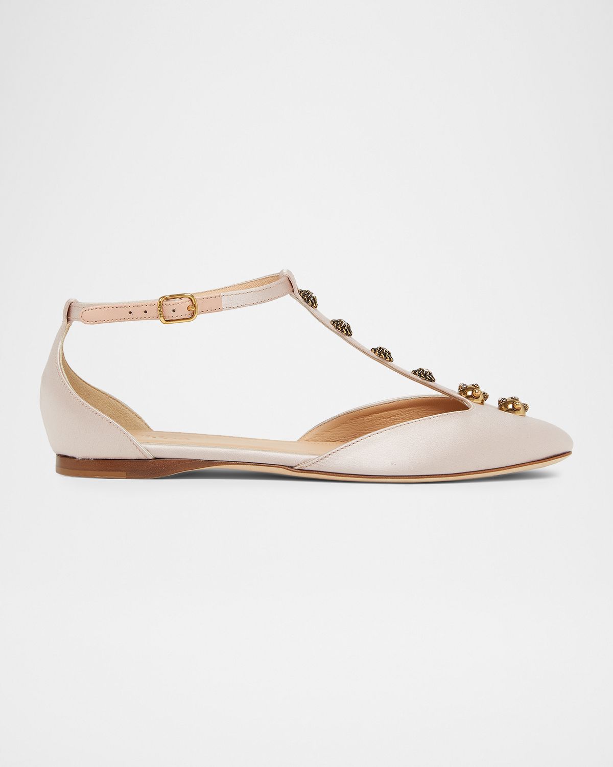 Chloe Celeste Embellished Satin Ballerina Flats