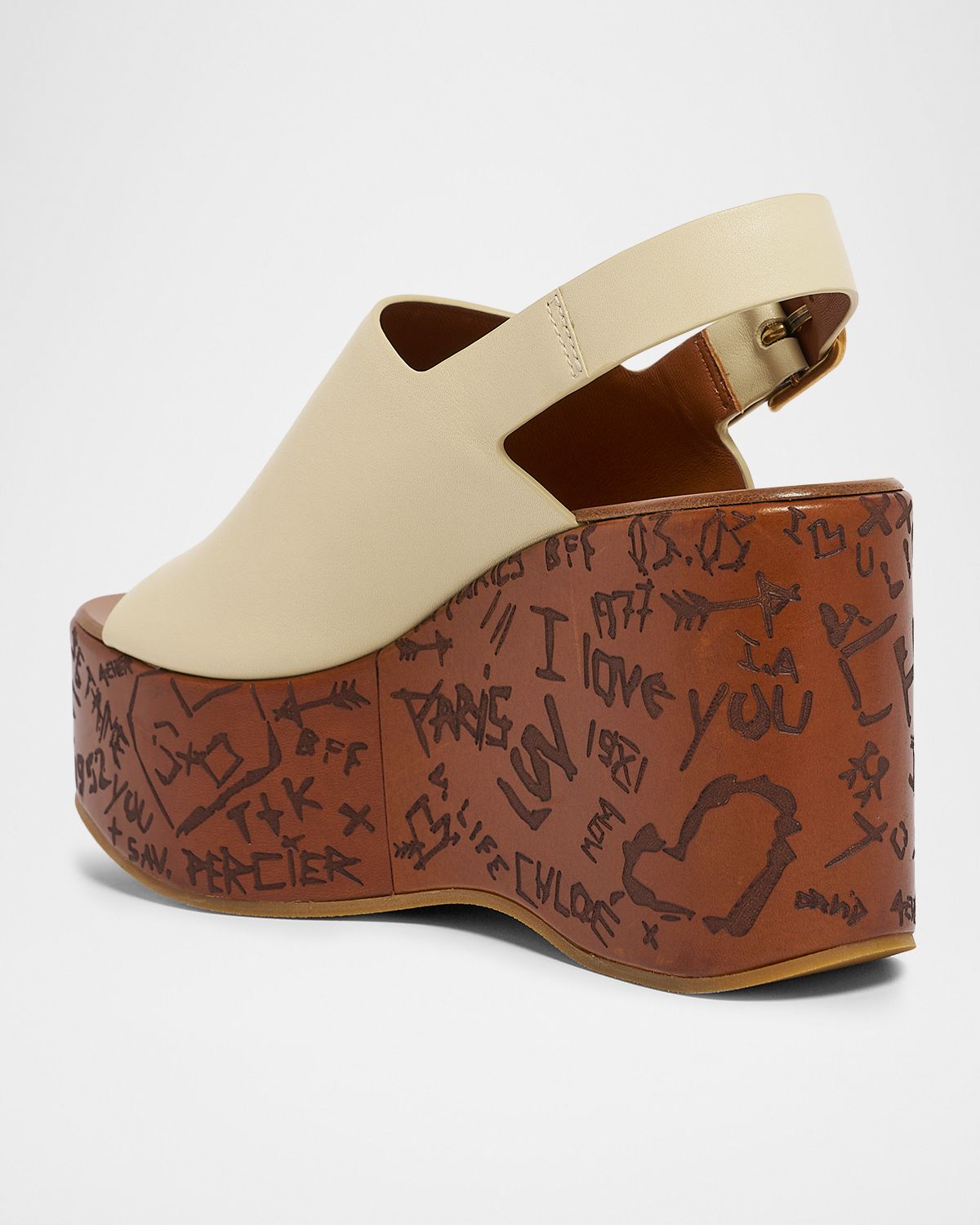 Chloe 80mm Maxime Leather Wedge Sandals