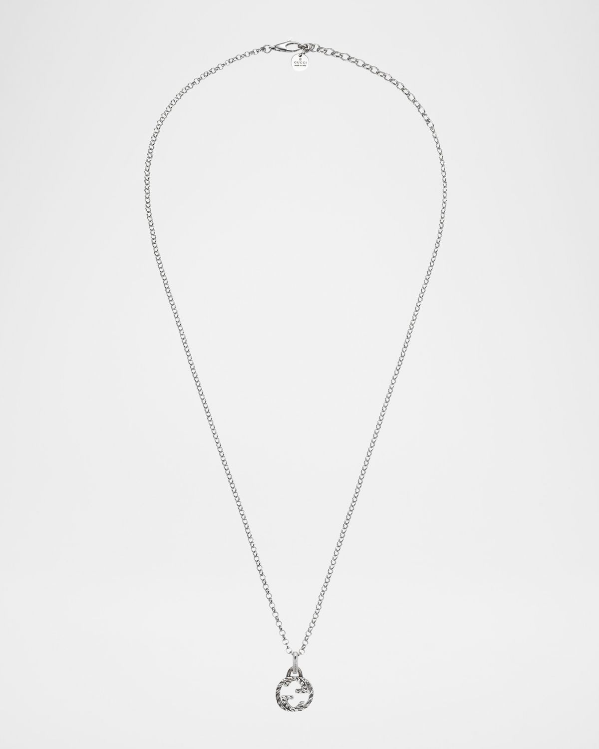 Gucci Men 's Sterling Silver GG Interlocking Pendant Necklace