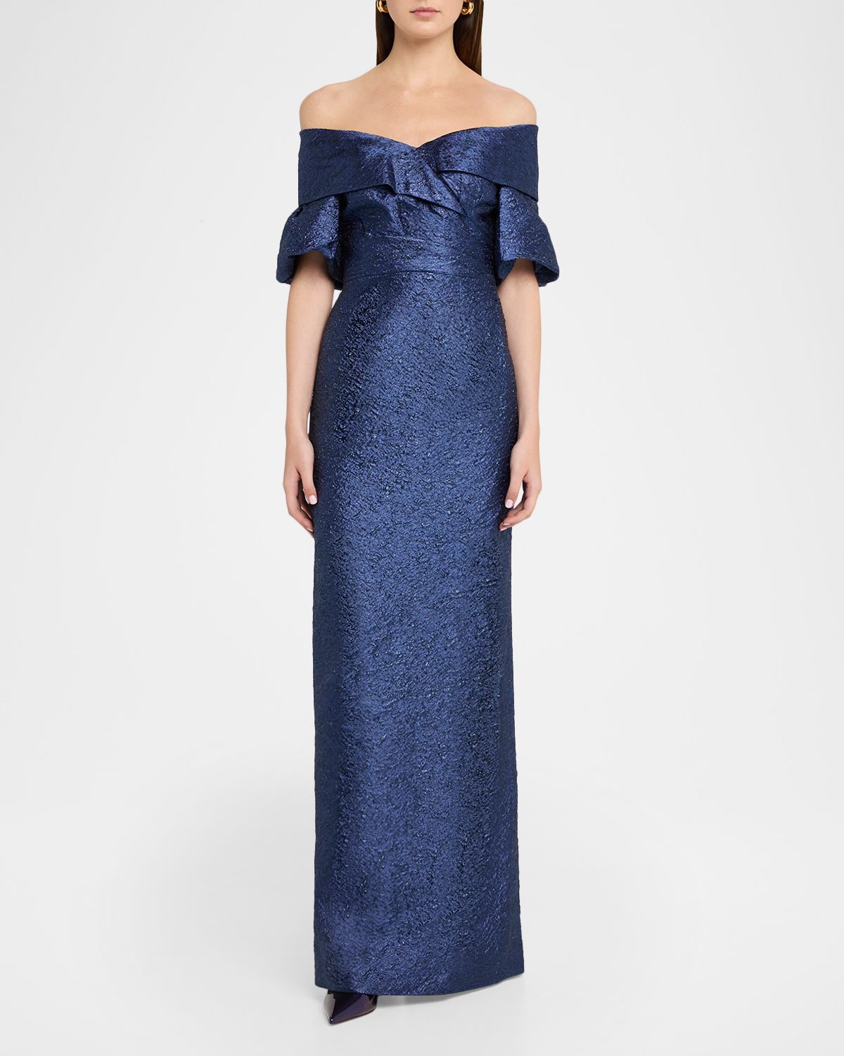 Rickie Freeman for Teri Jon Off-Shoulder Jacquard Column Gown | Thumbnail 5 Rickie Freeman for Teri Jon Off-Shoulder Jacquard Column Gown | Thumbnail 5
