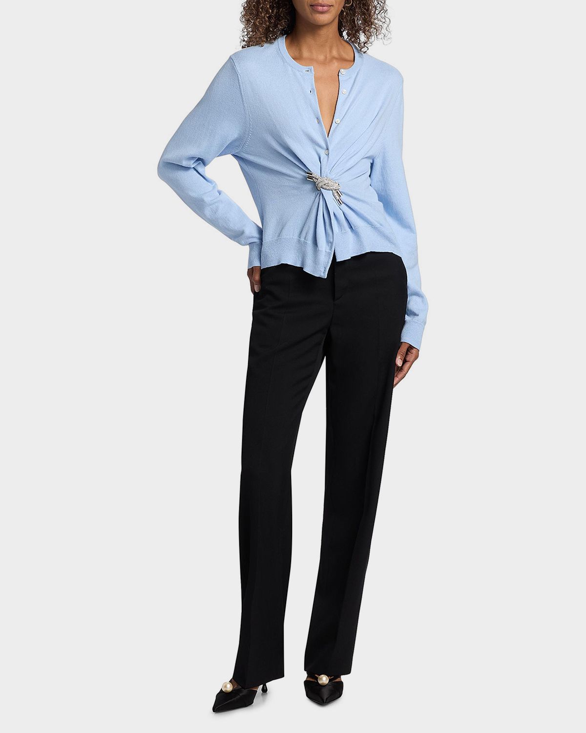 AREA Crystal Knot Cardigan Sweater