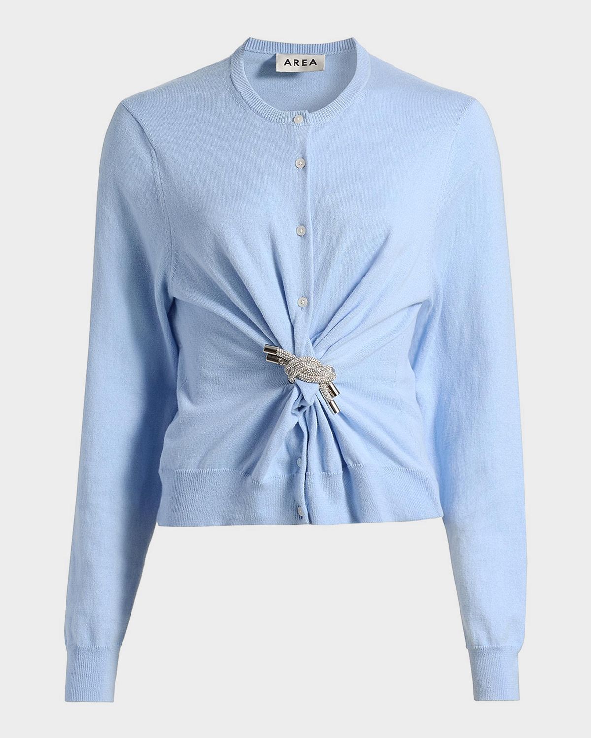 AREA Crystal Knot Cardigan Sweater