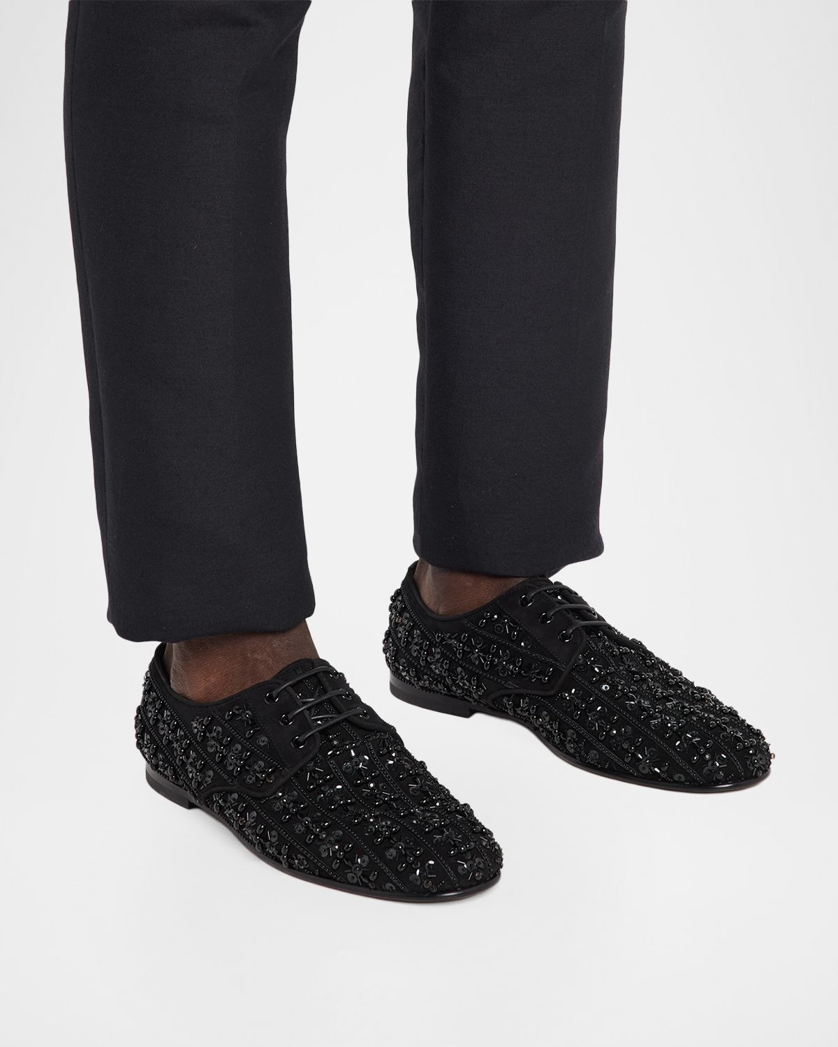 Dolce & Gabbana Men 's Embellished Suede Derby Shoes