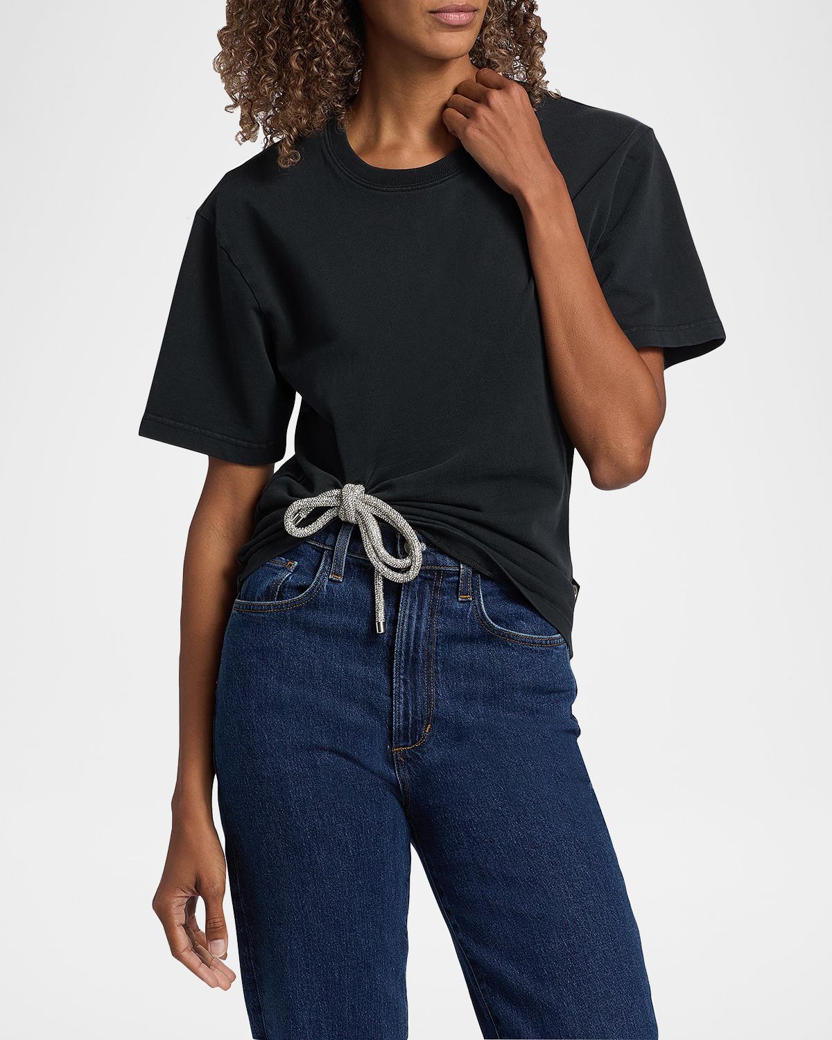 AREA Crystal Bow Short-Sleeve T-Shirt