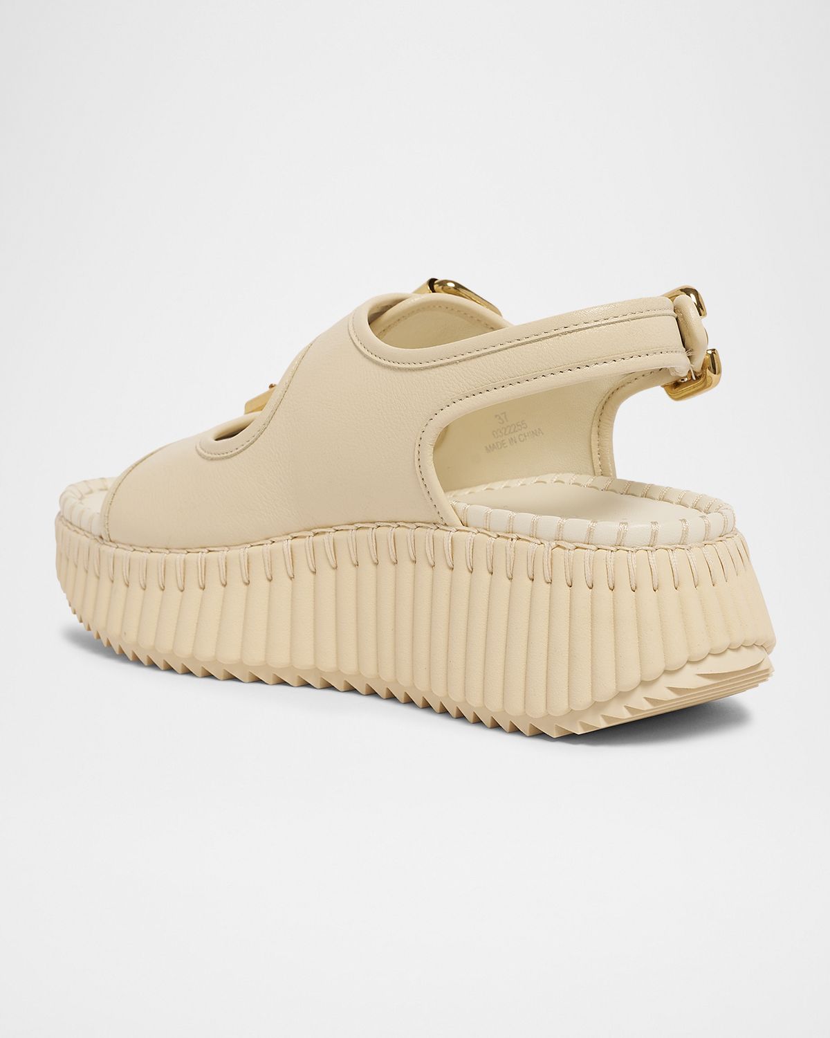 Chloe 50mm Nama Leather Wedge Sandals