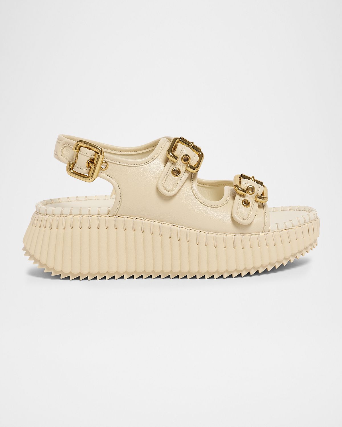 Chloe 50mm Nama Leather Wedge Sandals