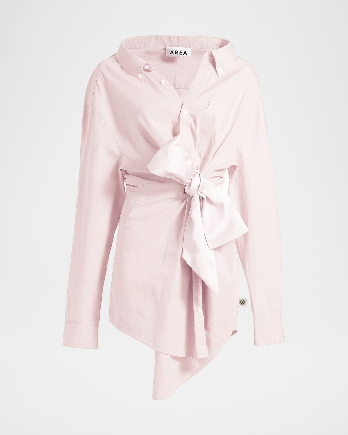 AREA Satin Knot Poplin Shirt Dress