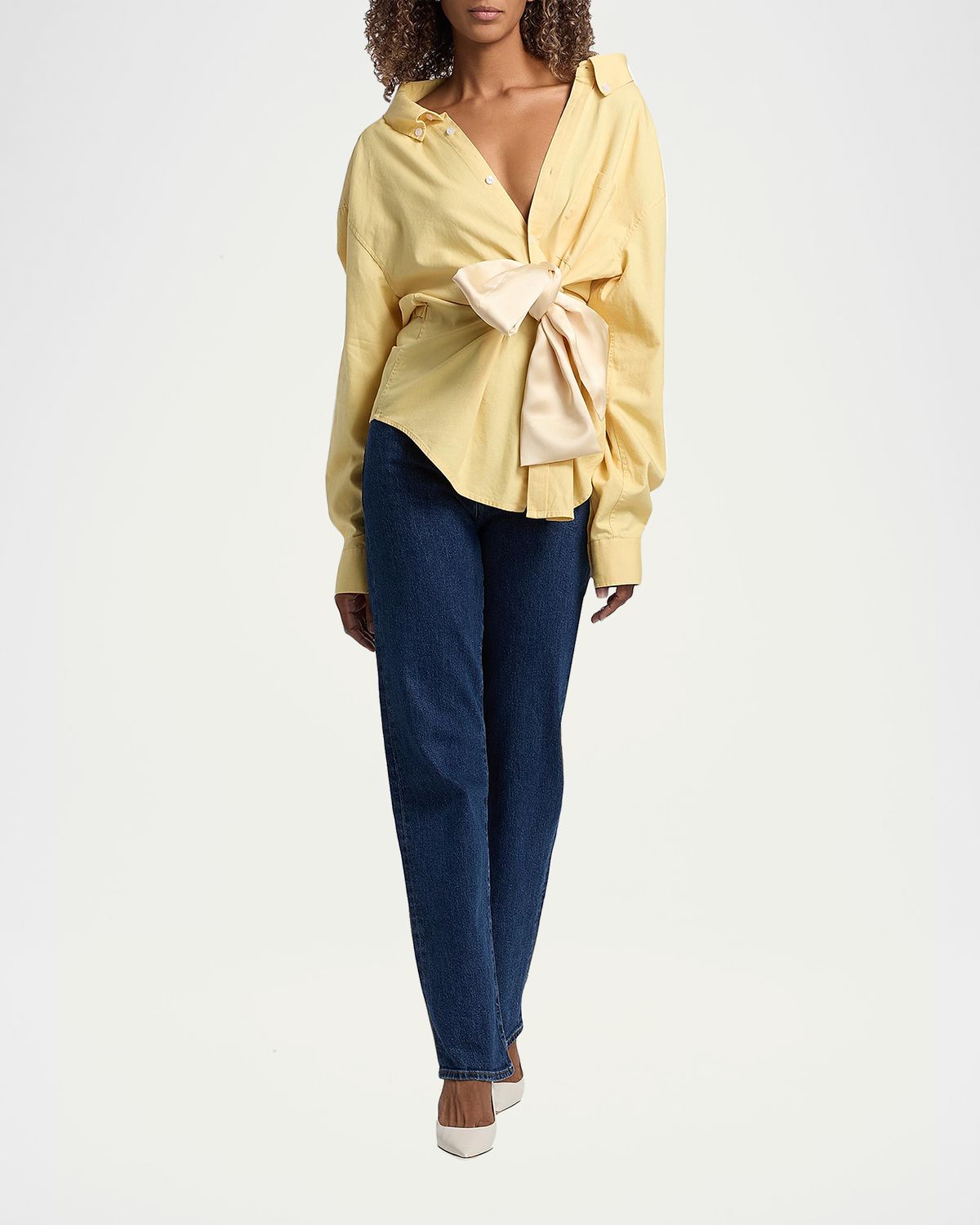 AREA Satin Knot Oxford Button-Down Shirt