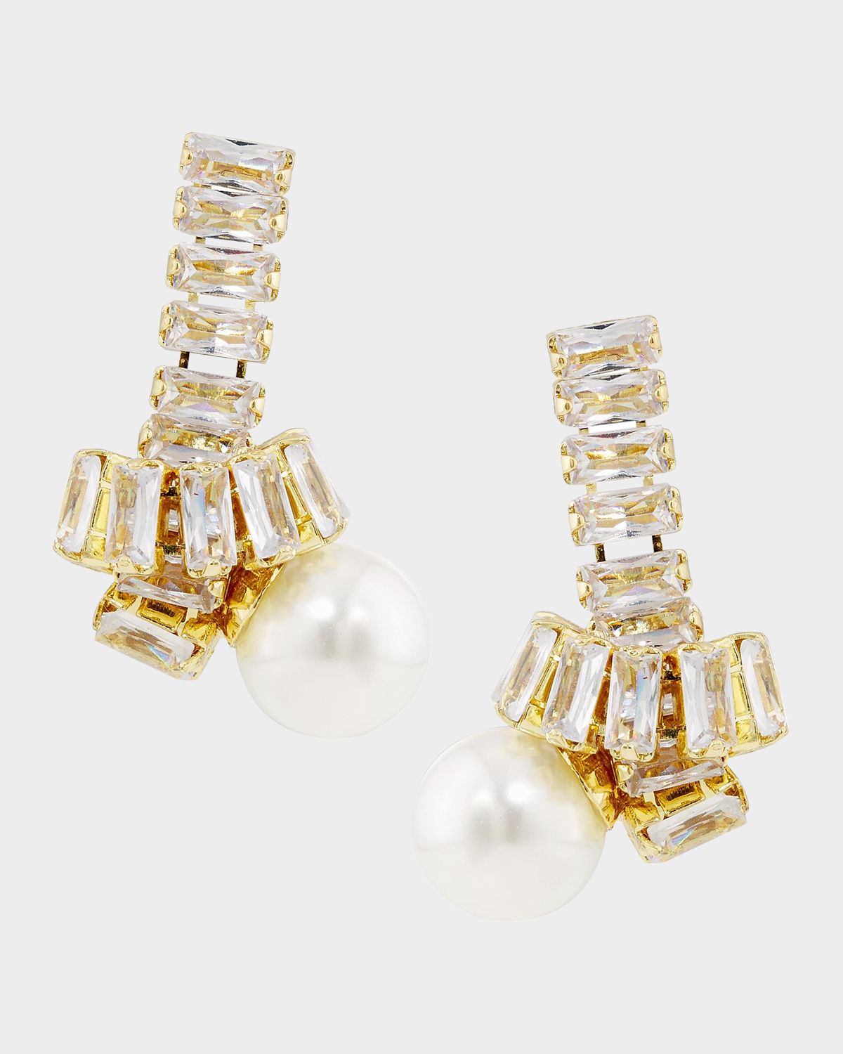Golconda by Kenneth Jay Lane Baguette and Pearly Drop Earrings
