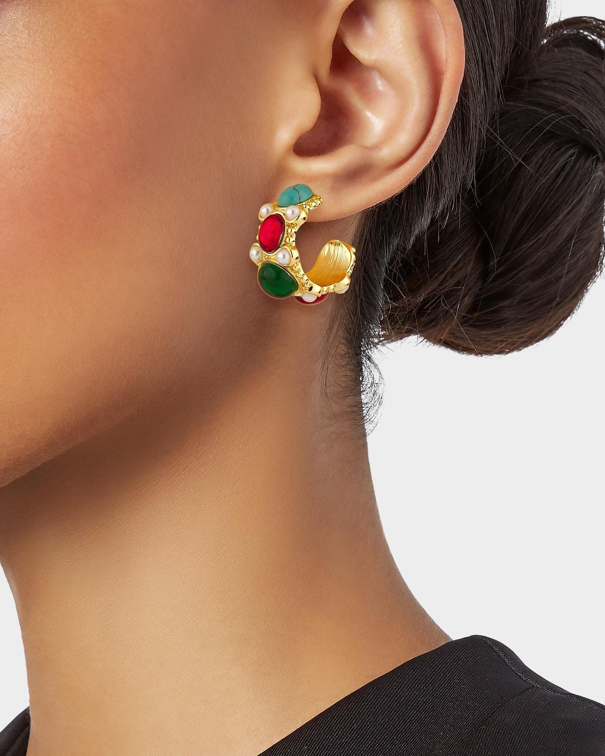 Golconda by Kenneth Jay Lane Gemstone Hoop Earrings