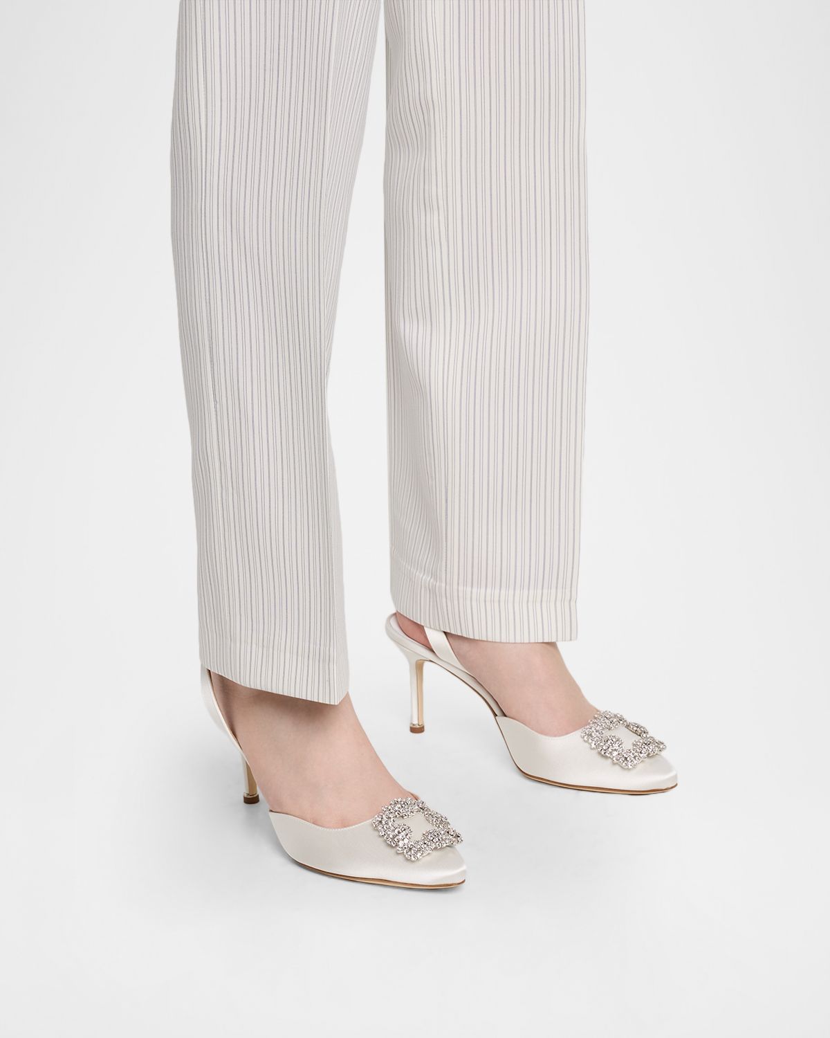 Manolo Blahnik 70mm Hangisli Satin Slingback Pumps with Crystal Buckle | Thumbnail 6 Manolo Blahnik 70mm Hangisli Satin Slingback Pumps with Crystal Buckle | Thumbnail 6