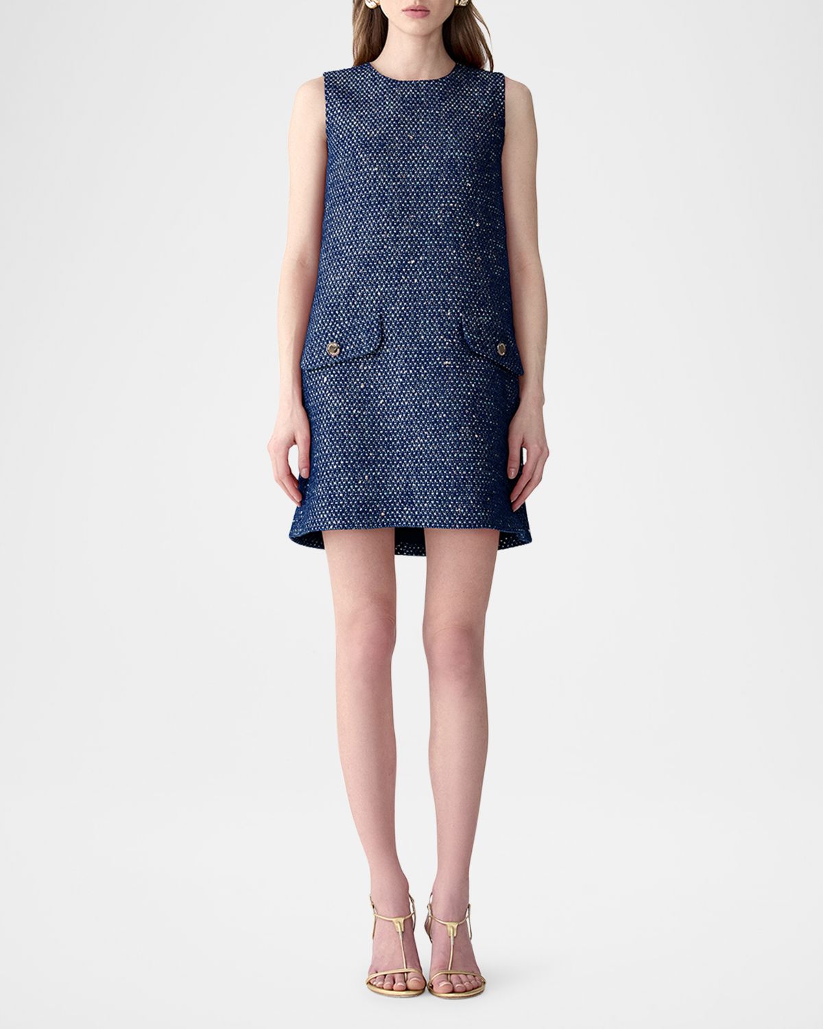 Carolina Herrera Tweed Sleeveless Mini Shift Dress