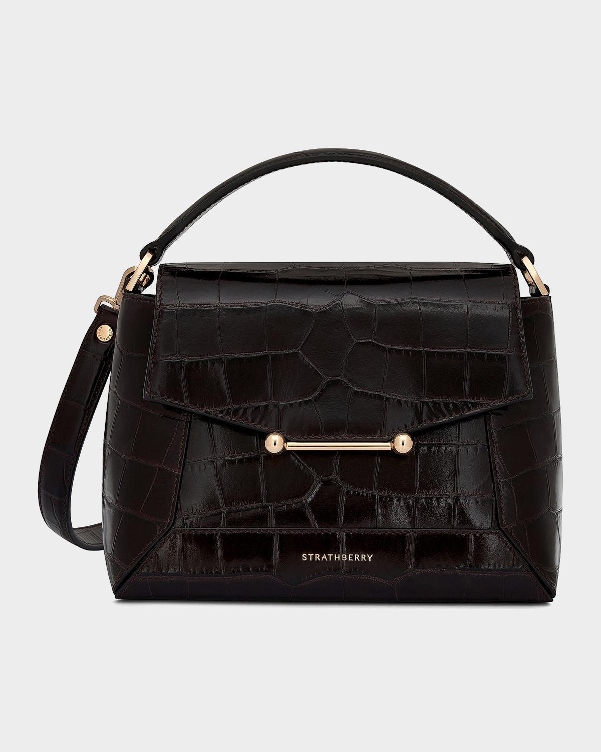 STRATHBERRY Mosaic Croc-Embossed Leather Top-Handle Bag