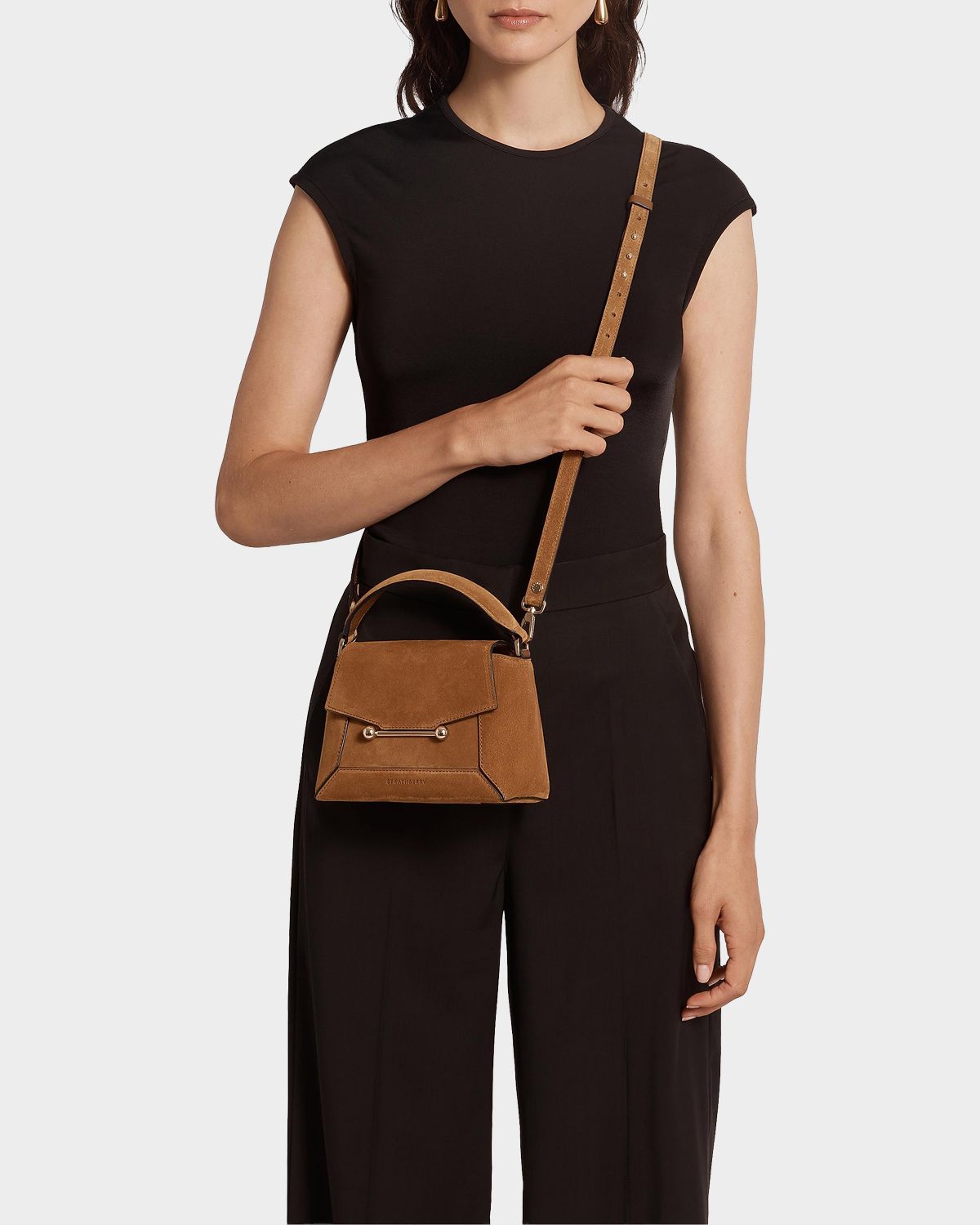 STRATHBERRY Mosaic Nano Suede Top-Handle Bag