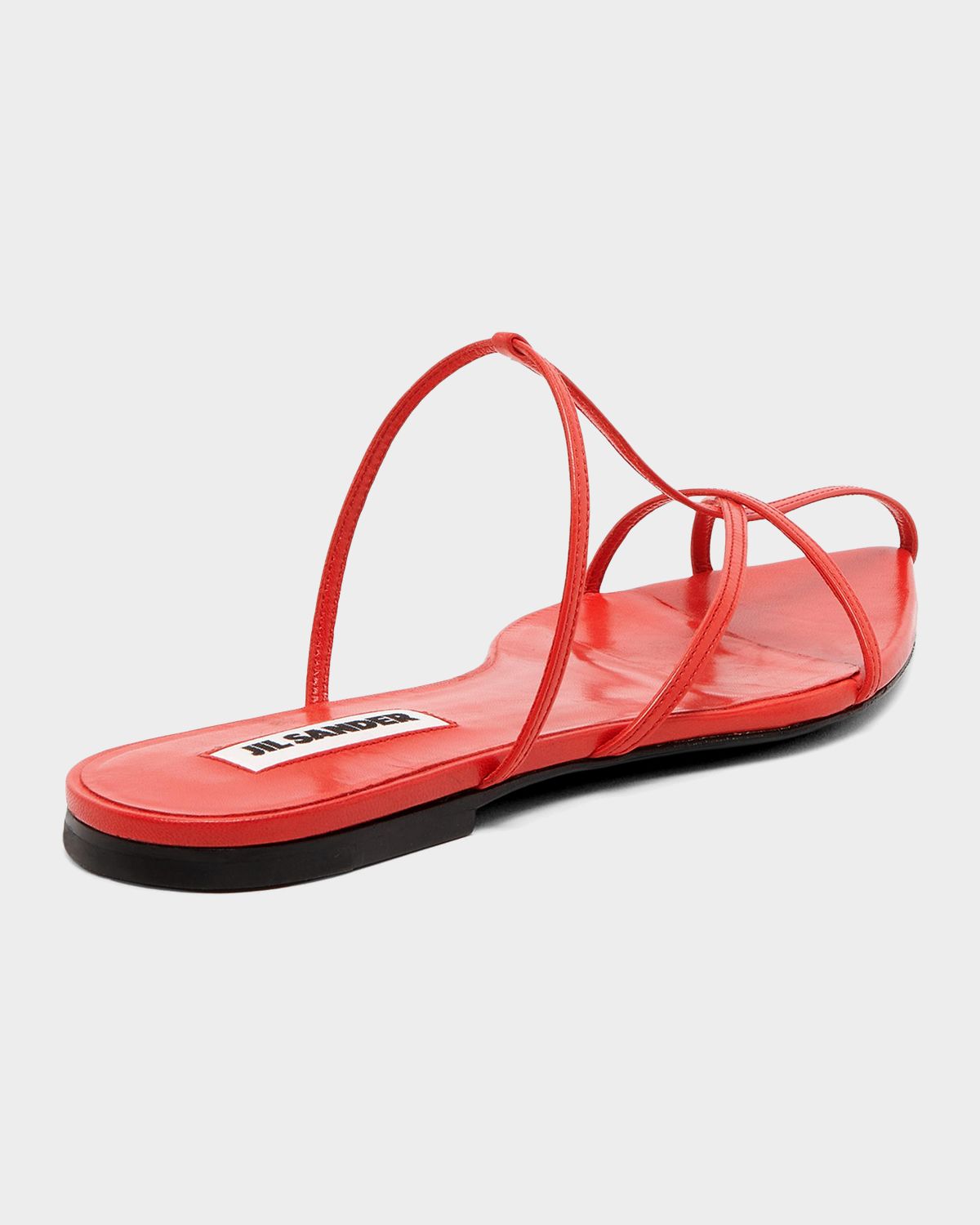 Jil Sander Strappy Leather Flat Slide Sandals