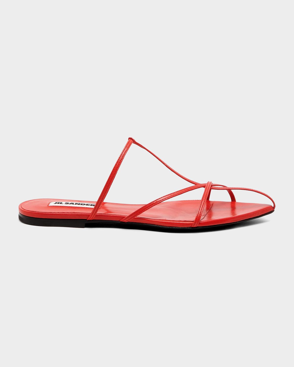 Jil Sander Strappy Leather Flat Slide Sandals