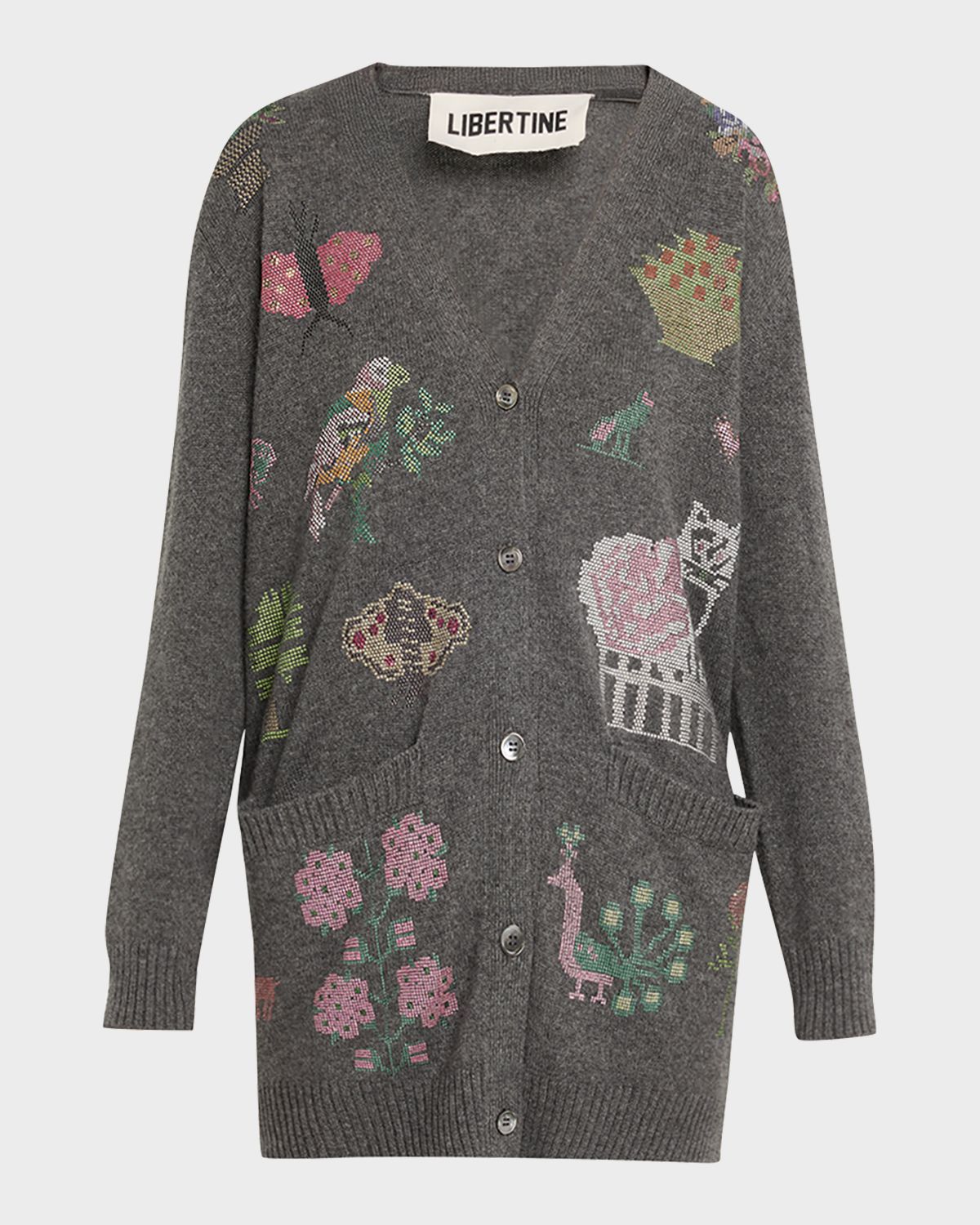 Libertine Needlepoint Embellished Cashmere Oversized V-Neck Cardigan | Thumbnail 6