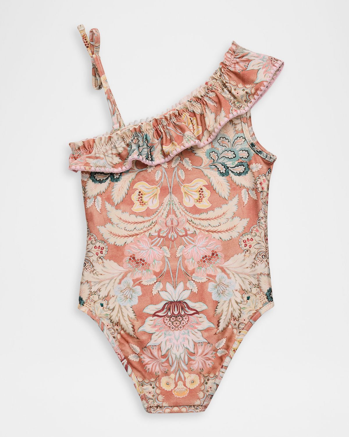 Zimmermann Girl 's Daylight Asymmetric Ruffle One-Piece Swimsuit, Size 1-12