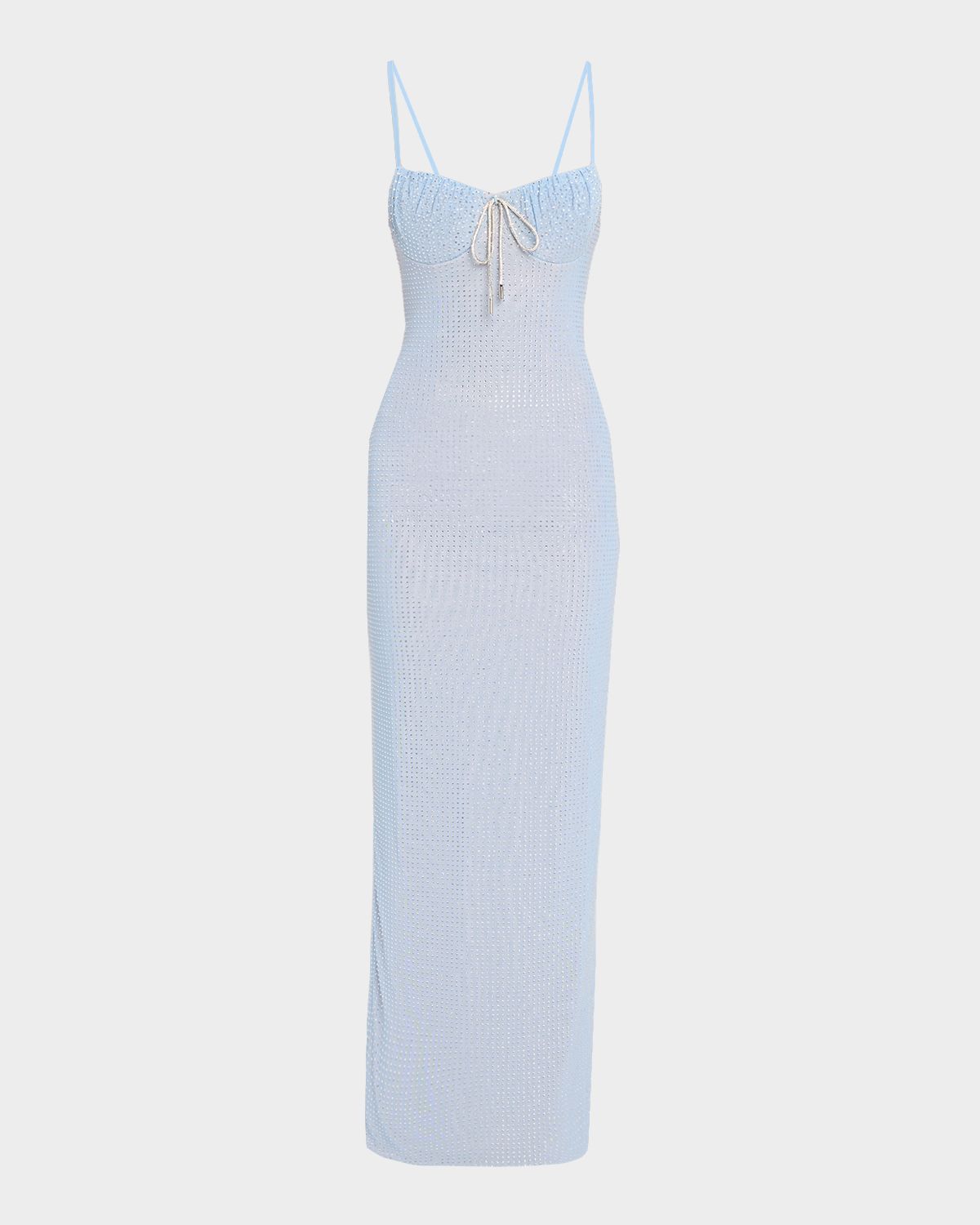 AREA Crystal Hotfix Mesh Bustier Column Gown
