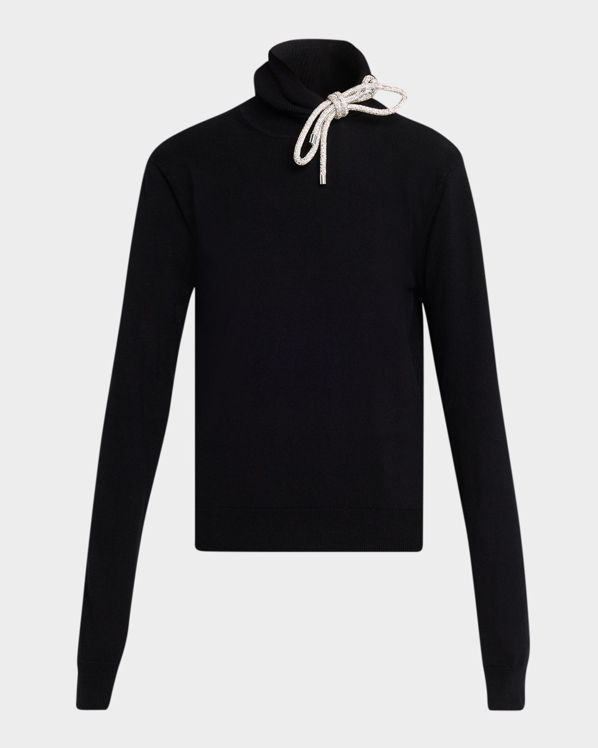 AREA Crystal Knot Turtleneck Cashmere Sweater