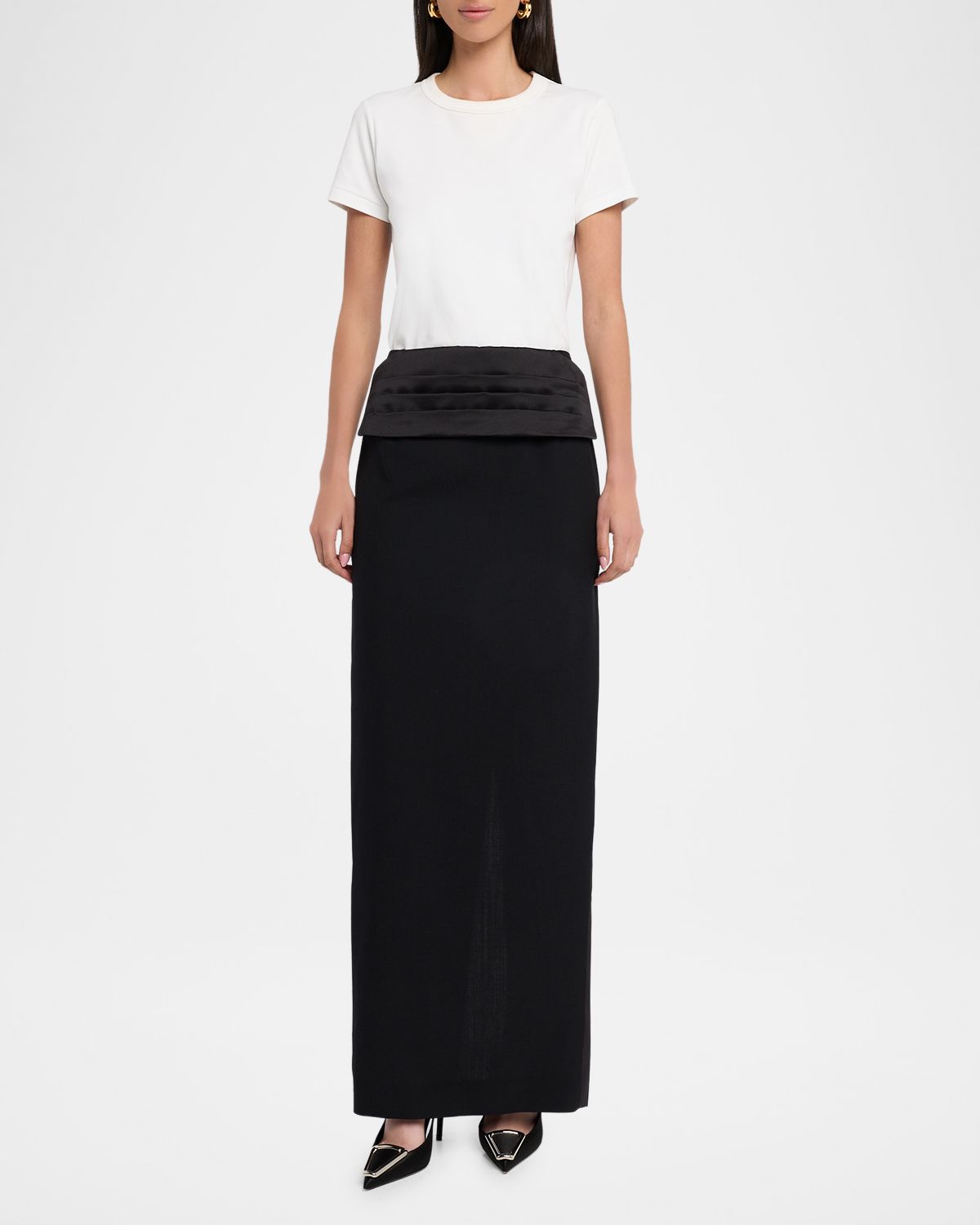AREA Tuxedo Maxi Column Skirt