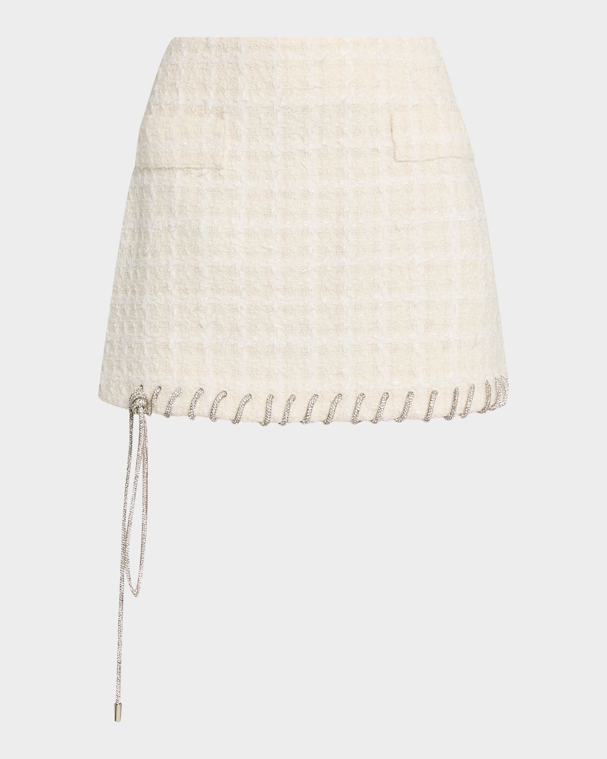 AREA Crystal Laced Check Tweed Lady Mini Skirt