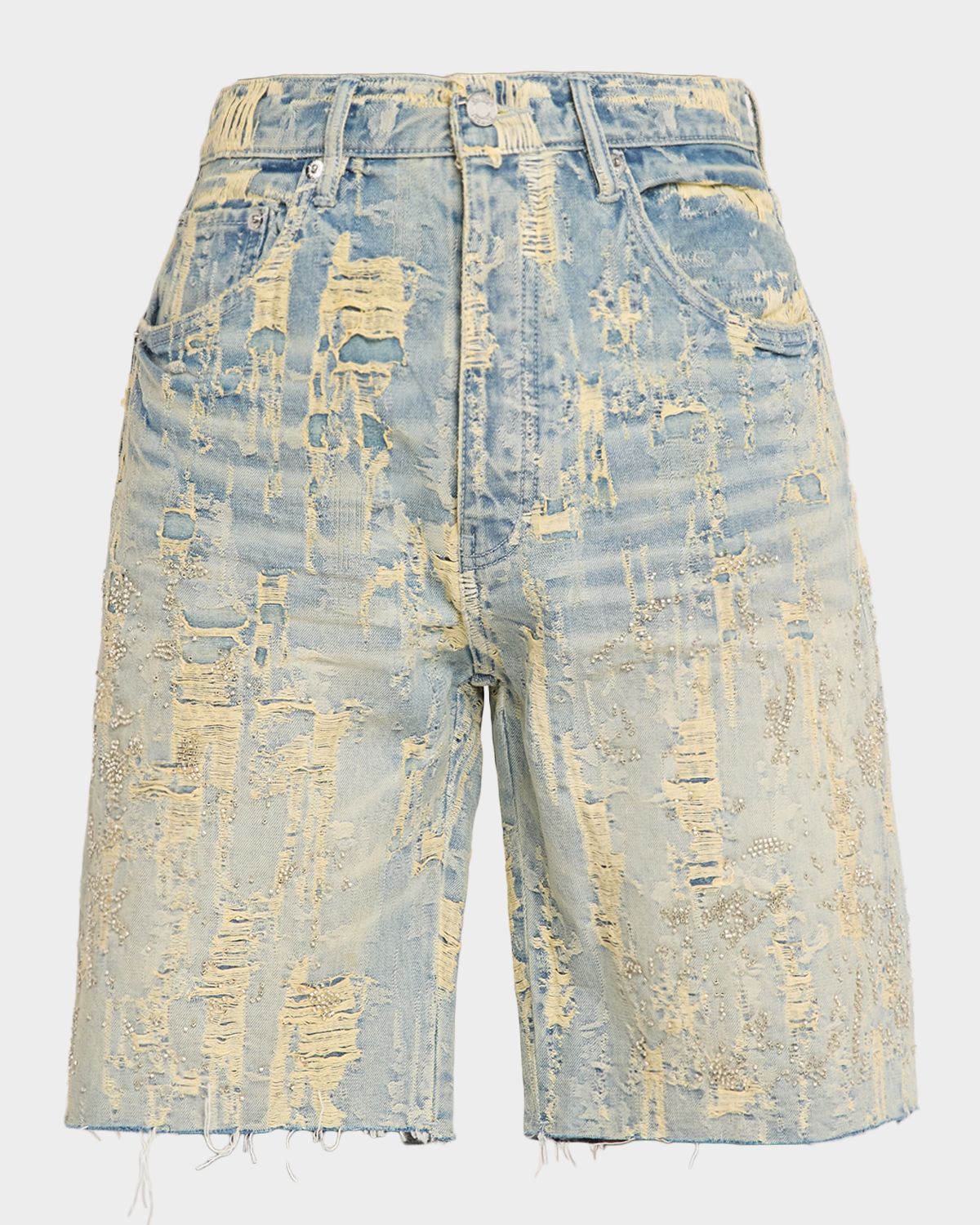 PURPLE Men 's Bead Splatter Destroy Shorts