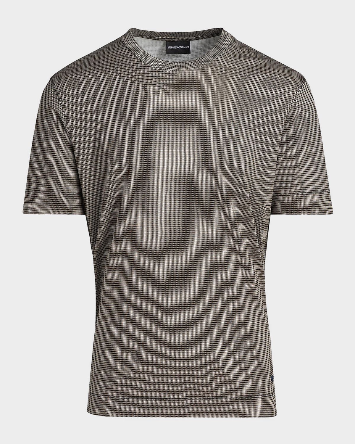 Emporio Armani Men 's Lyocell and Cotton Micro-Geometric Crewneck T-Shirt