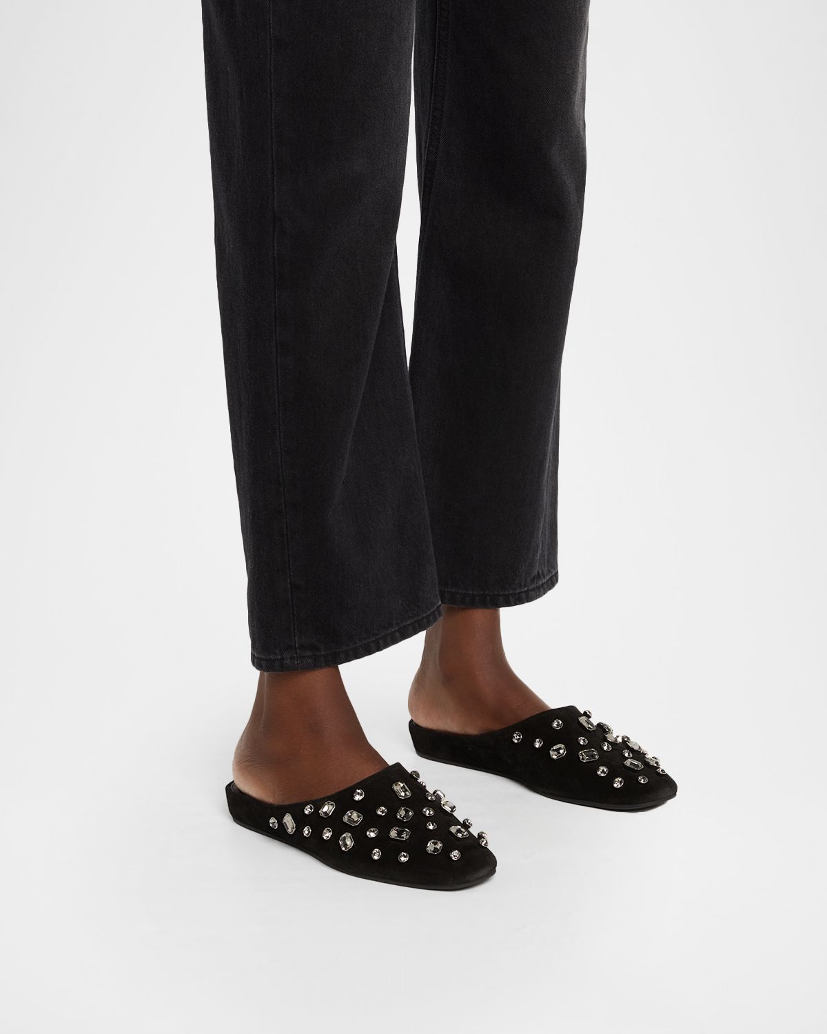 Veronica Beard Narcisa Crystal Suede Mules