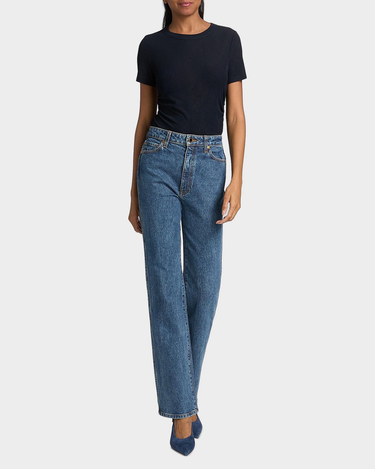 Veronica Beard Remus Ruched Crewneck Tee