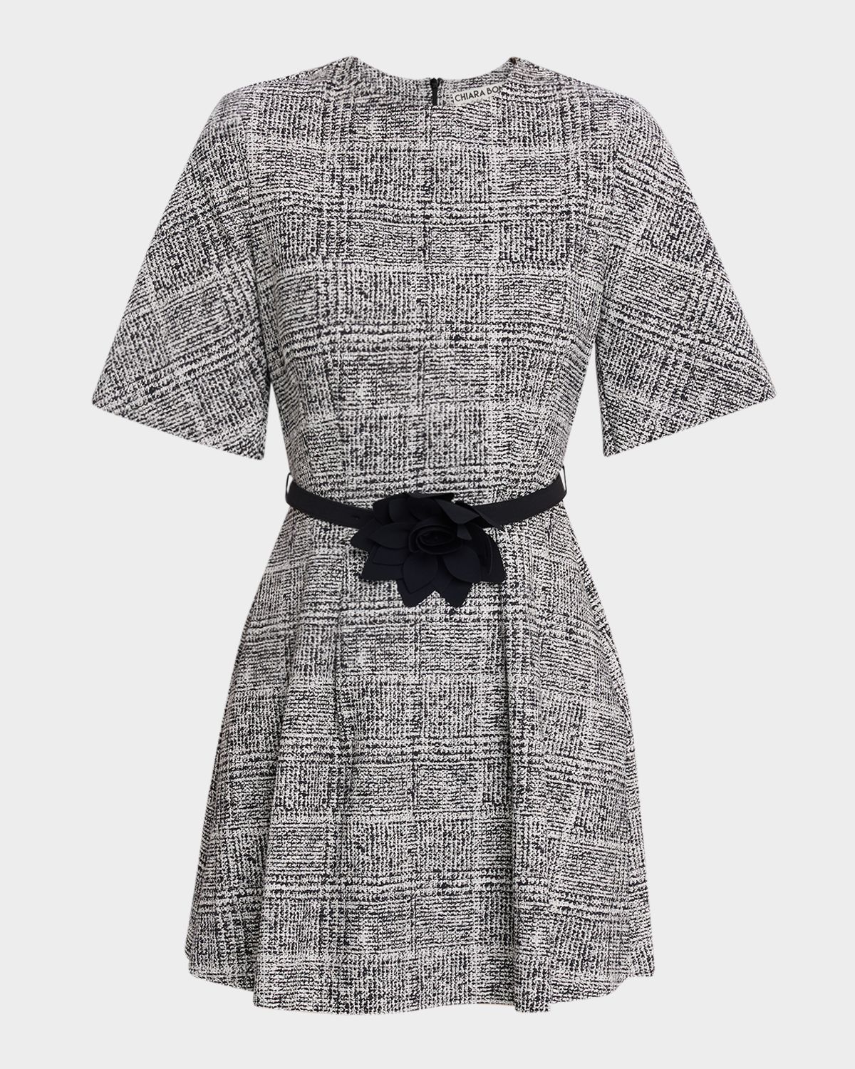 Chiara Boni La Petite Robe Pleated Tweed-Print Mini Dress