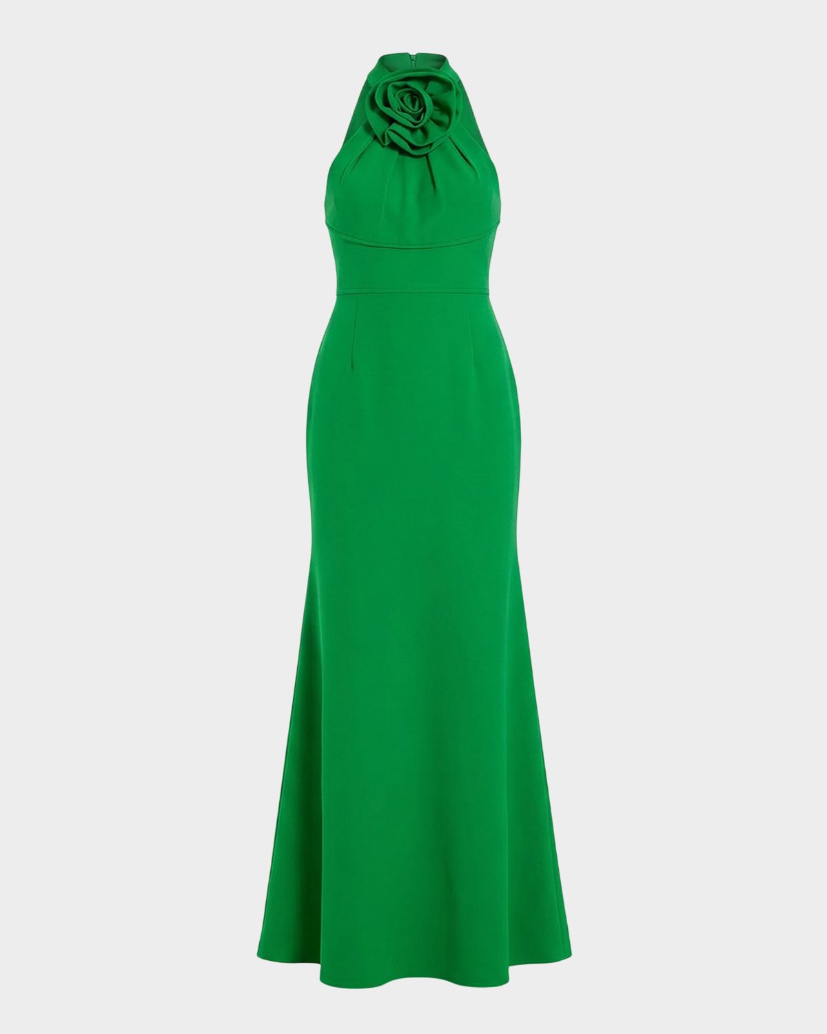 Mac Duggal Rosette Halter-Neck Trumpet Gown