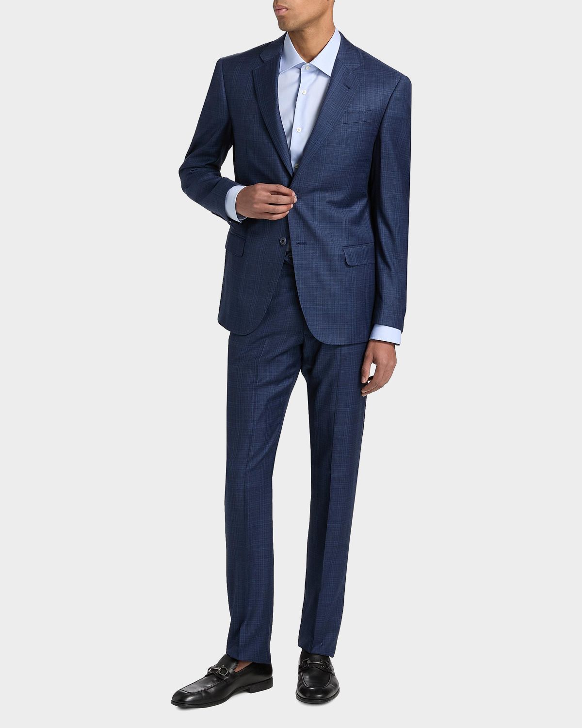 Emporio Armani Windowpane Plaid Single-Breasted Wool Suit