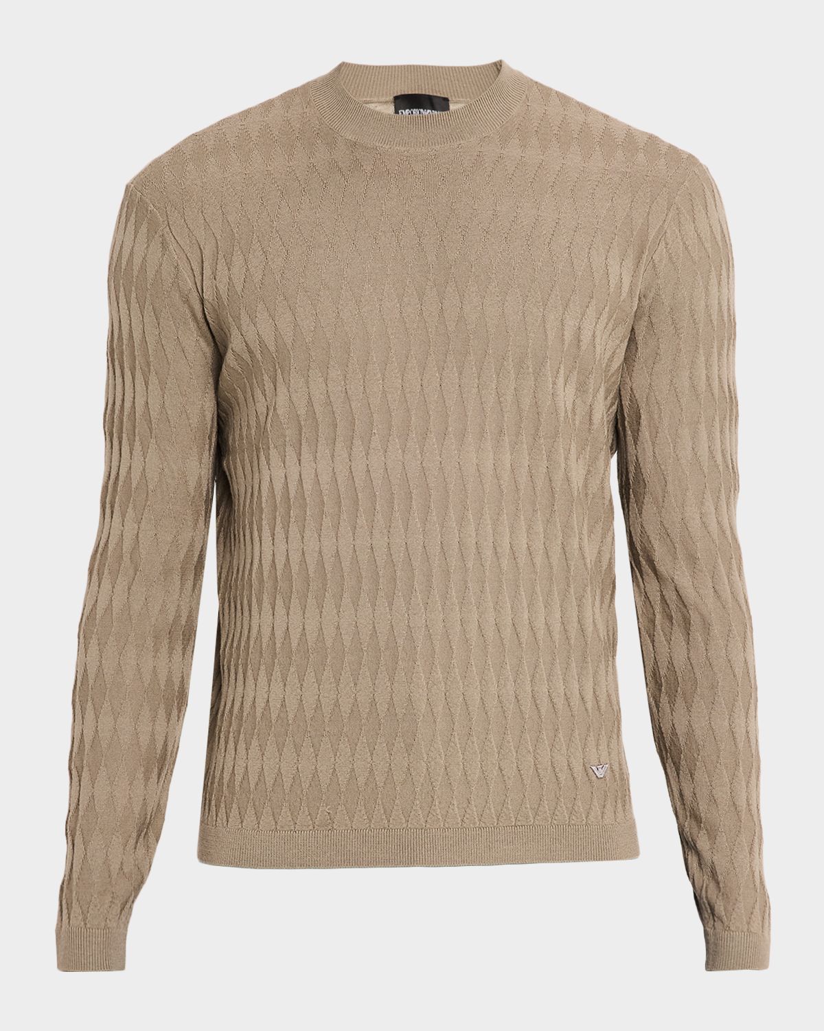 Emporio Armani Men 's Wool Tonal Diamond-Pattern Crewneck Sweater