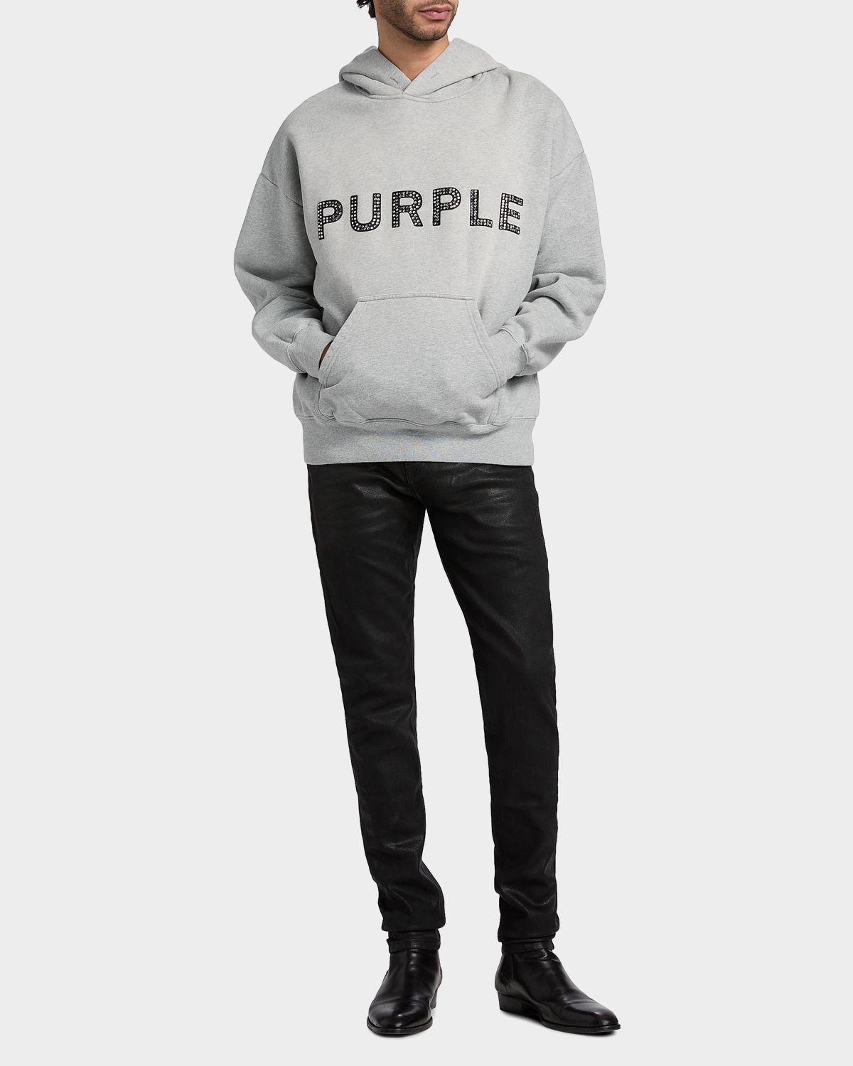 PURPLE Embellished Logo Fleece Cotton Oversized Hoodie | Thumbnail 7 PURPLE Embellished Logo Fleece Cotton Oversized Hoodie | Thumbnail 7