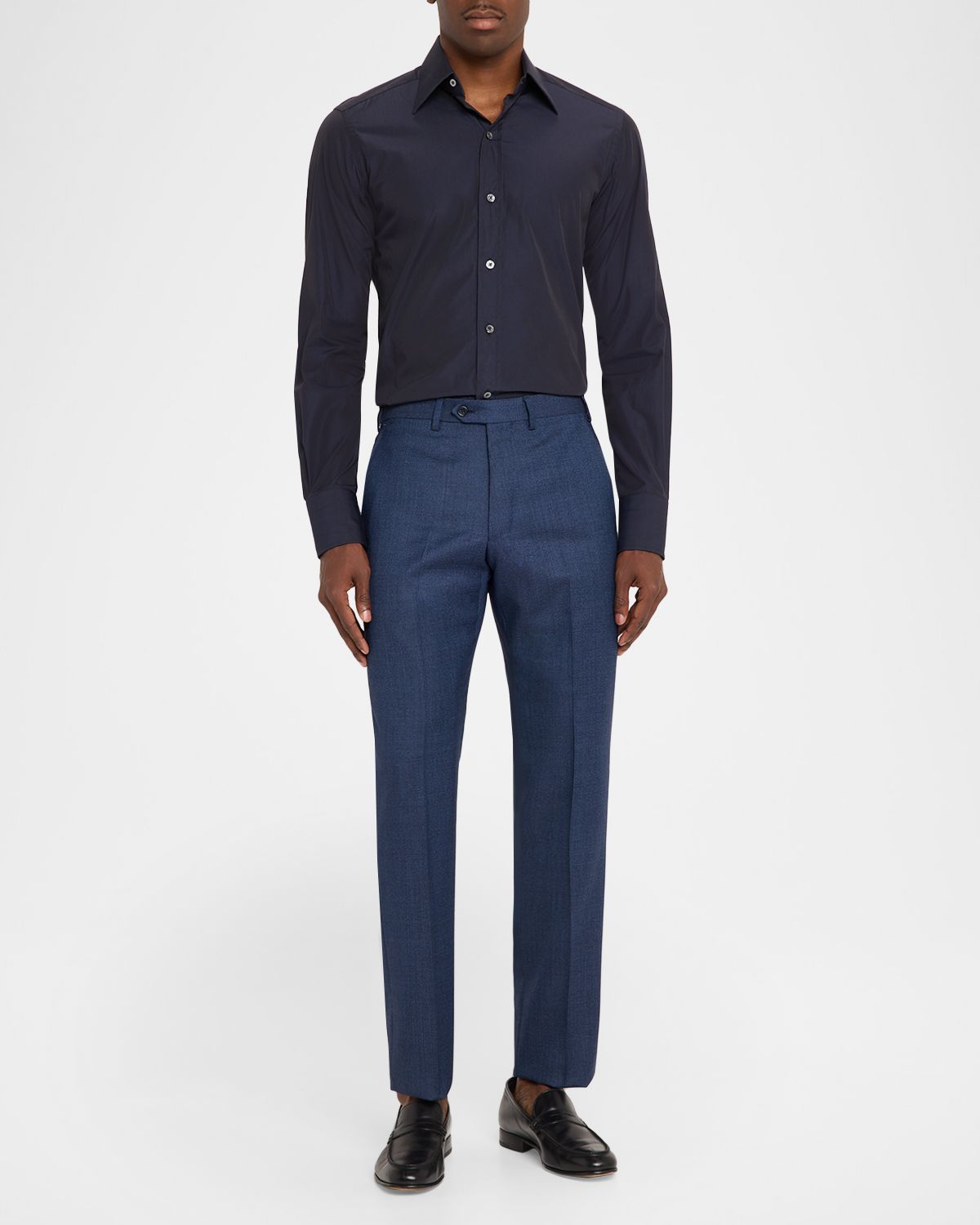 Emporio Armani Men 's Textured Wool Tapered Flat-Front Trousers
