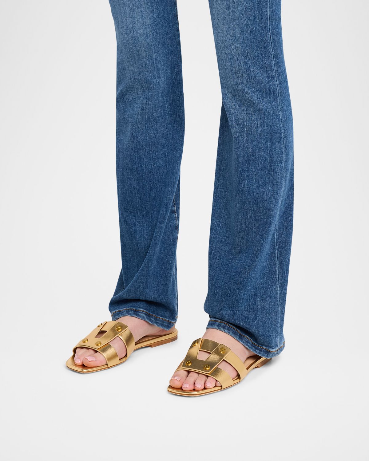 Veronica Beard Via Snake-Printed Leather Flat Slide Sandals