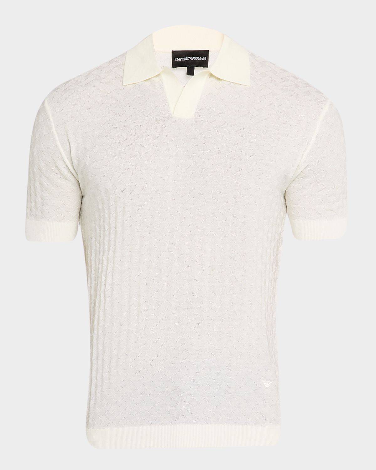 Emporio Armani Men 's Wool Basketweave Knit Polo Sweater