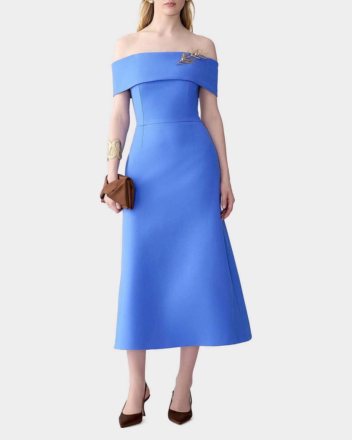 Carolina Herrera Off-Shoulder A-Line Midi Dress