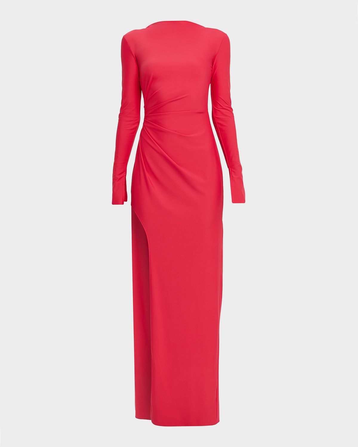 LAPOINTE Matte Jersey Long-Sleeve Ruched Gown